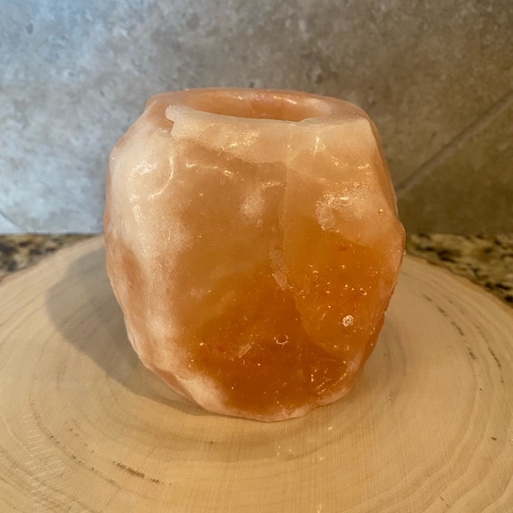 Himalayan Rock Salt Natural Stone Candle TeaLite Votive Holder Pink Rock Crystal - Picture 2 of 16